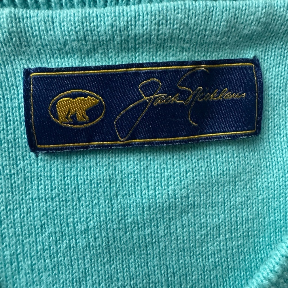 JACK NICKLAUS Men's Cotton Light Blue w/ Navy & White Argyle Sweater Vest (L) - Picture 2 of 5